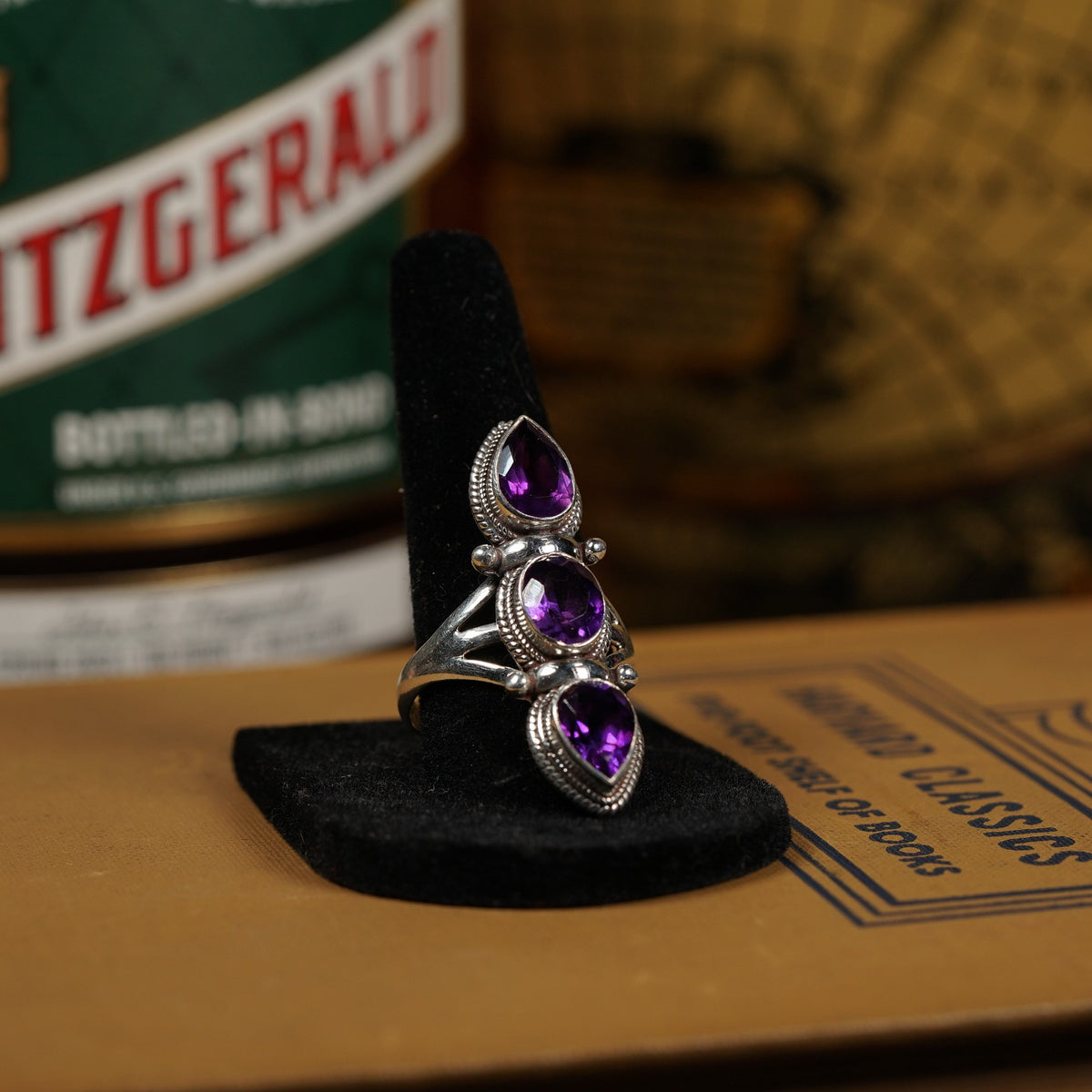 3-Stone Amethyst Ring (Size 9.5)