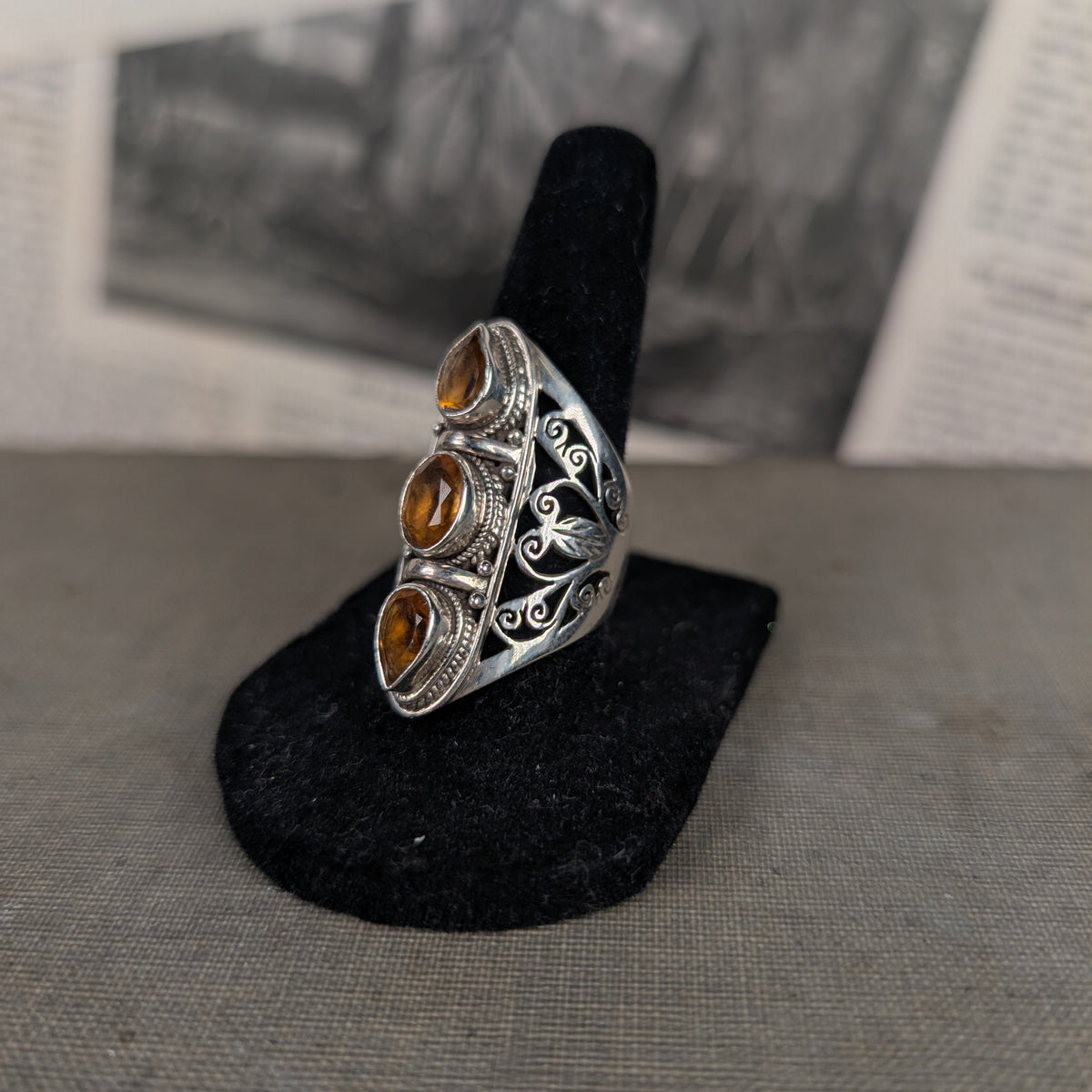 3-Stone Citrine Ring (Size 8)