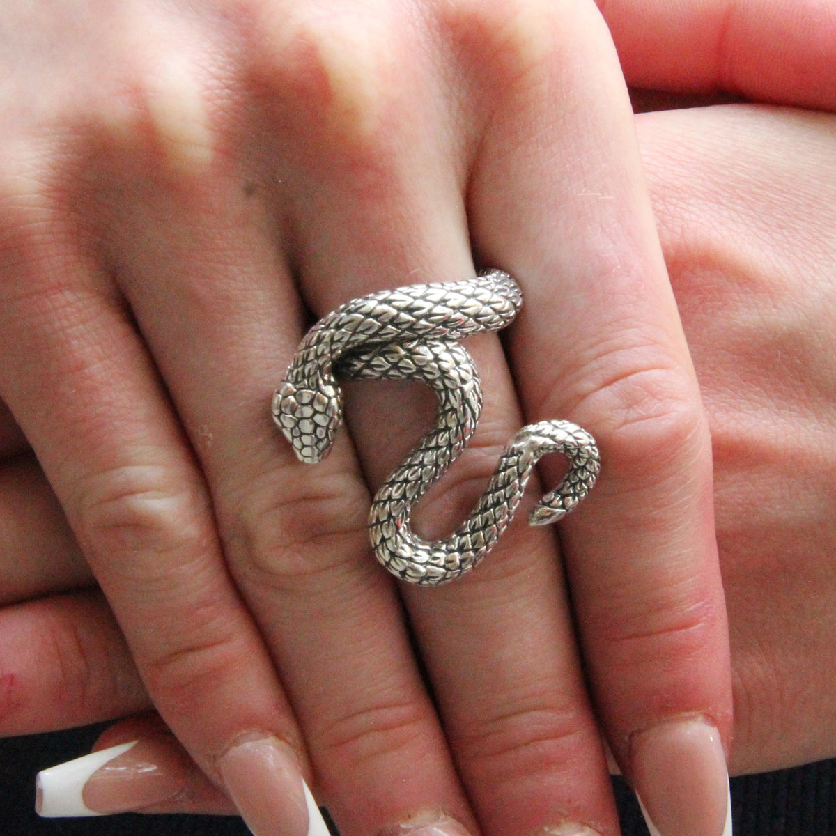 Sterling Silver Venomous Snake Ring
