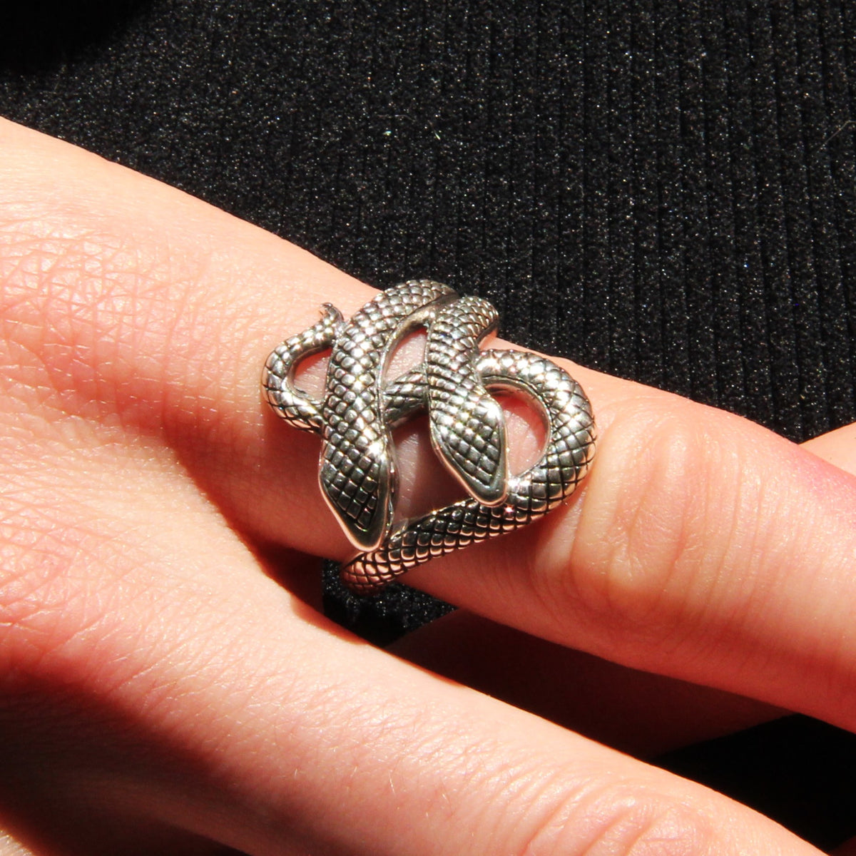 Sterling Silver Two-Headed Snake Ring